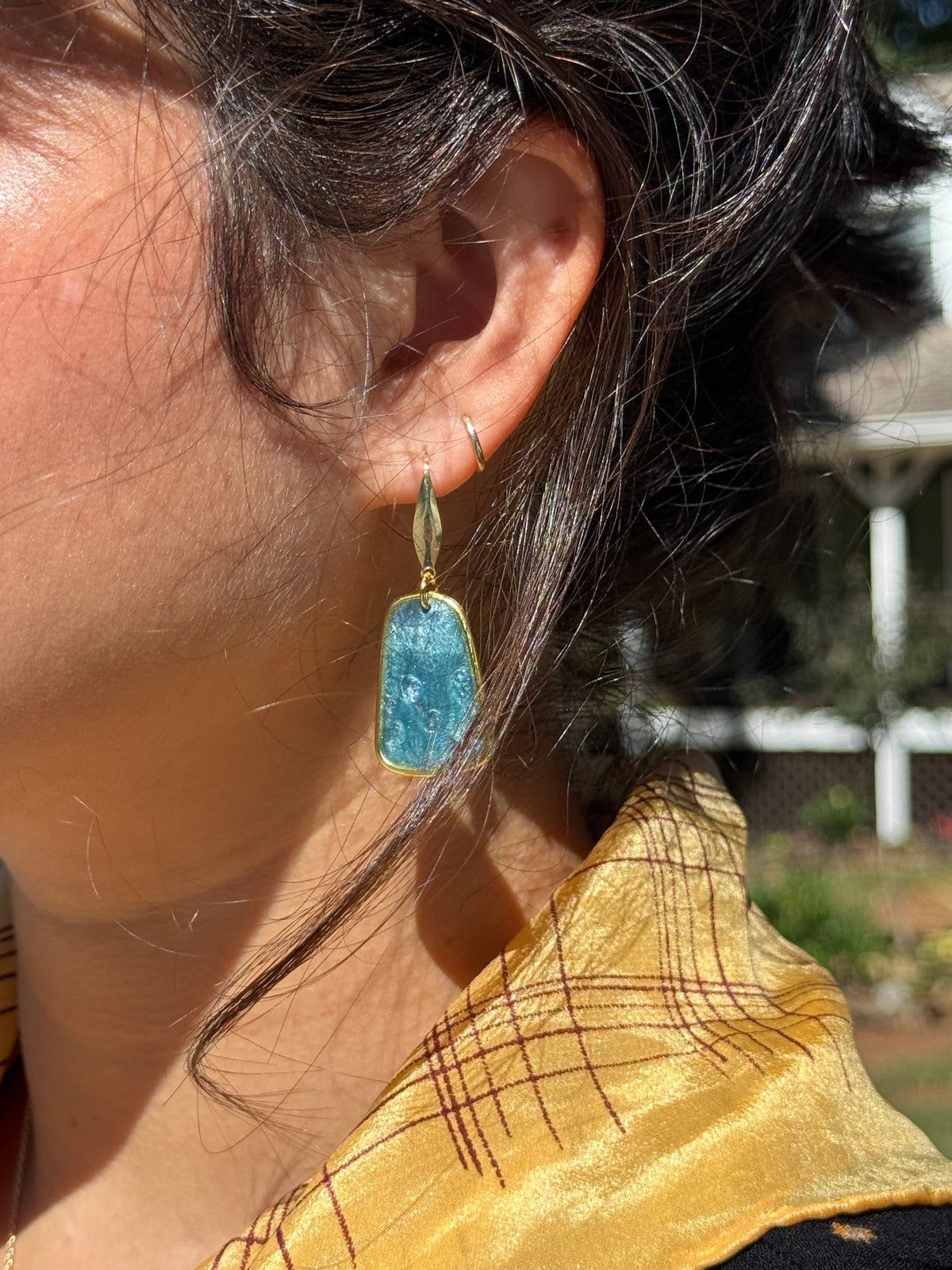 Slate 20 - Slate Blue Small Handmade Light Resin Statement Earrings
