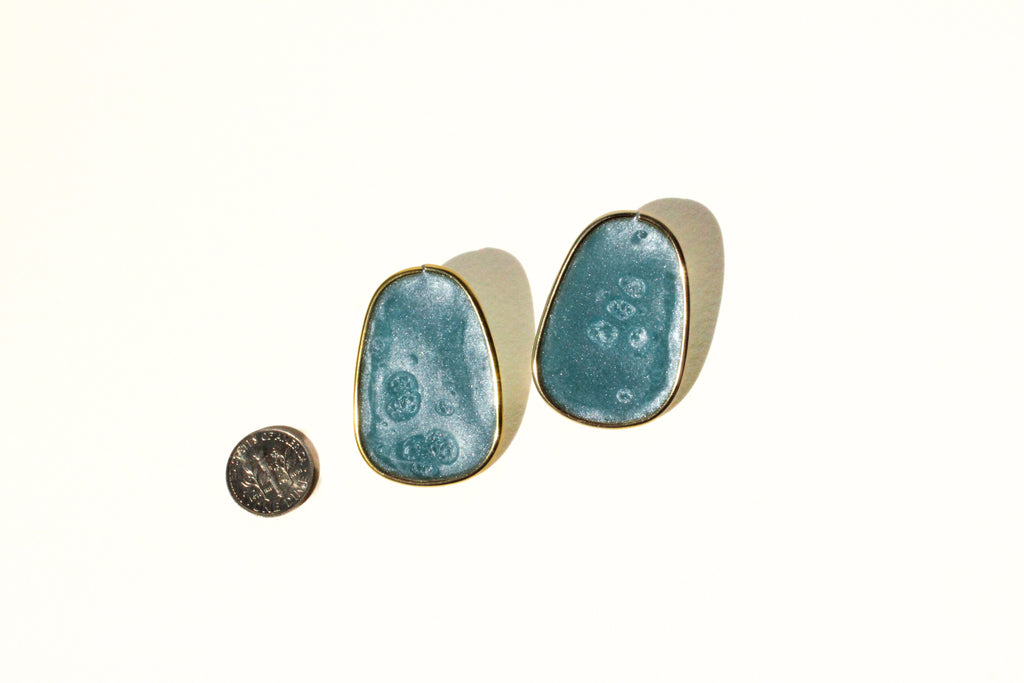 Slate 06 - Slate Blue Post Handmade Light Resin Statement Earrings