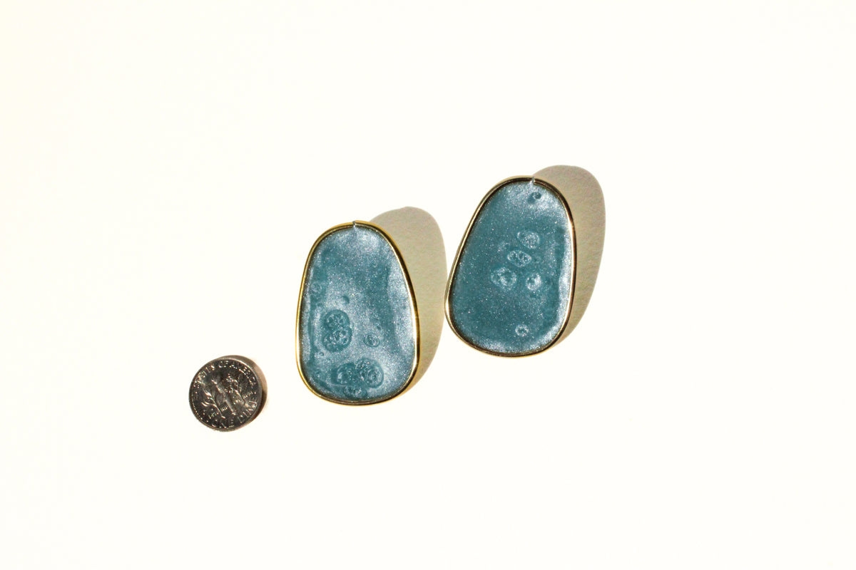 Slate 06 - Slate Blue Post Handmade Light Resin Statement Earrings