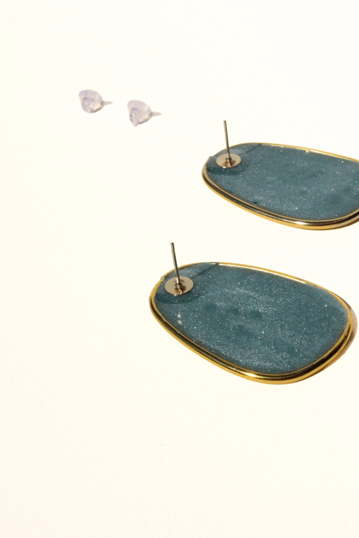 Slate 06 - Slate Blue Post Handmade Light Resin Statement Earrings