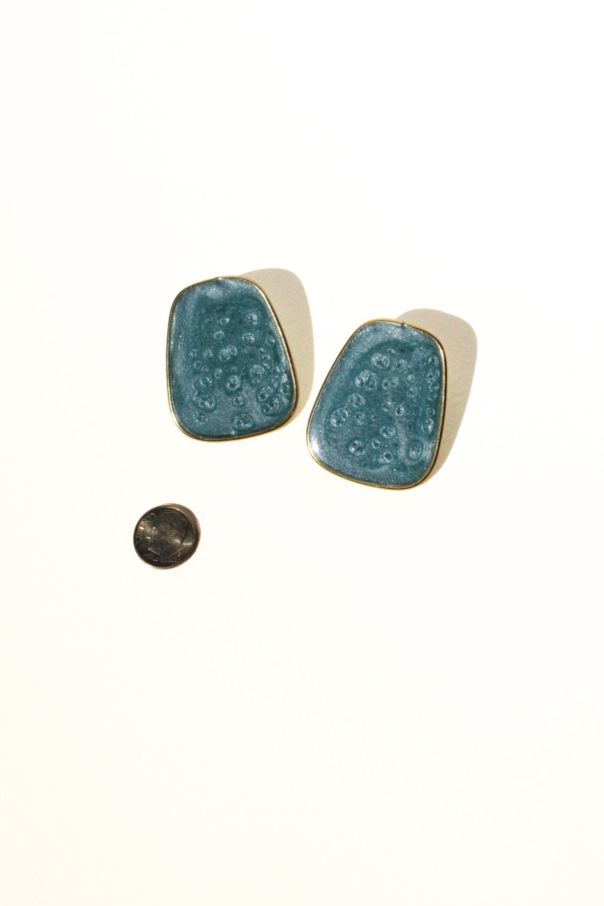 Slate 02 - Slate Blue Post Handmade Light Resin Statement Earrings