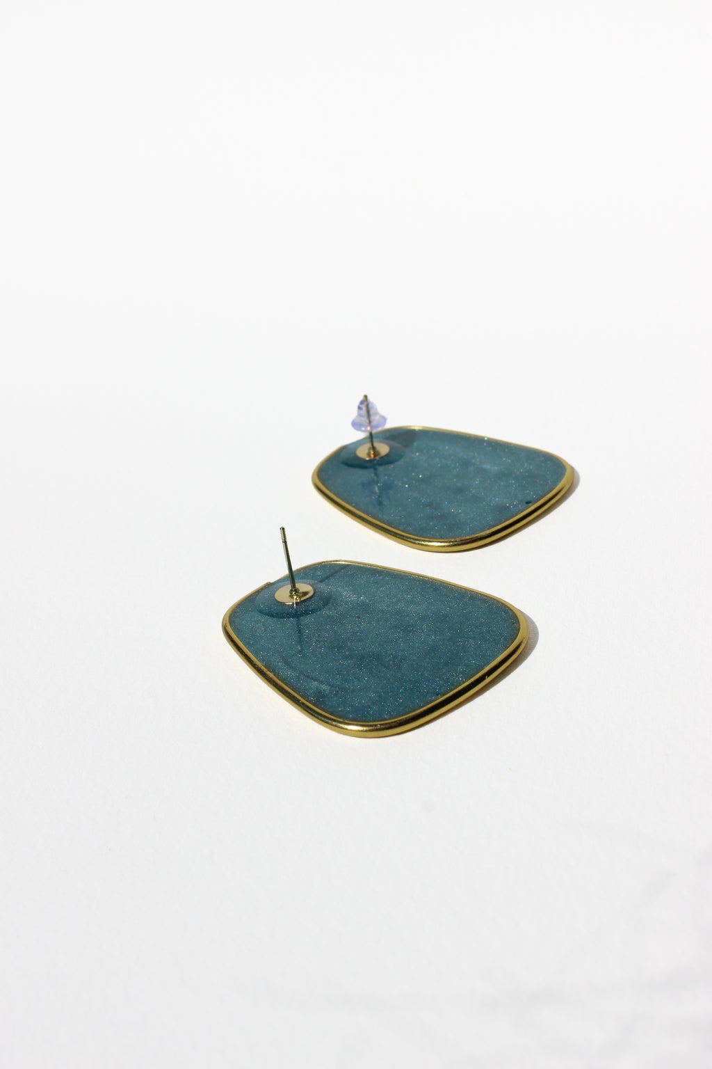 Slate 02 - Slate Blue Post Handmade Light Resin Statement Earrings