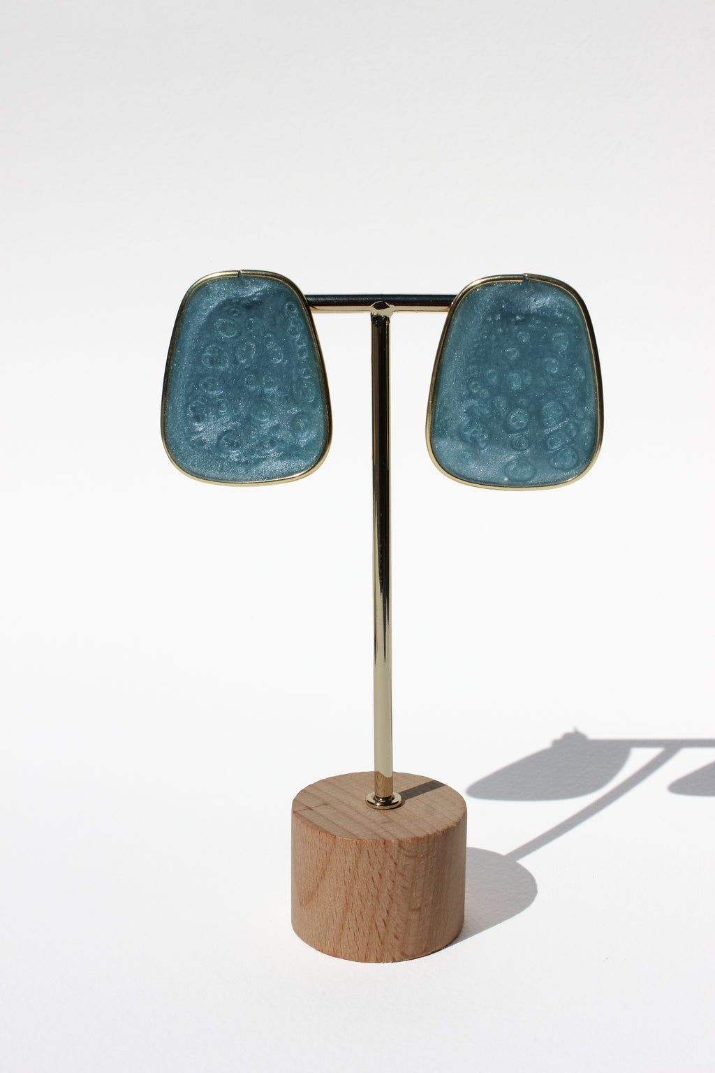 Slate 02 - Slate Blue Post Handmade Light Resin Statement Earrings