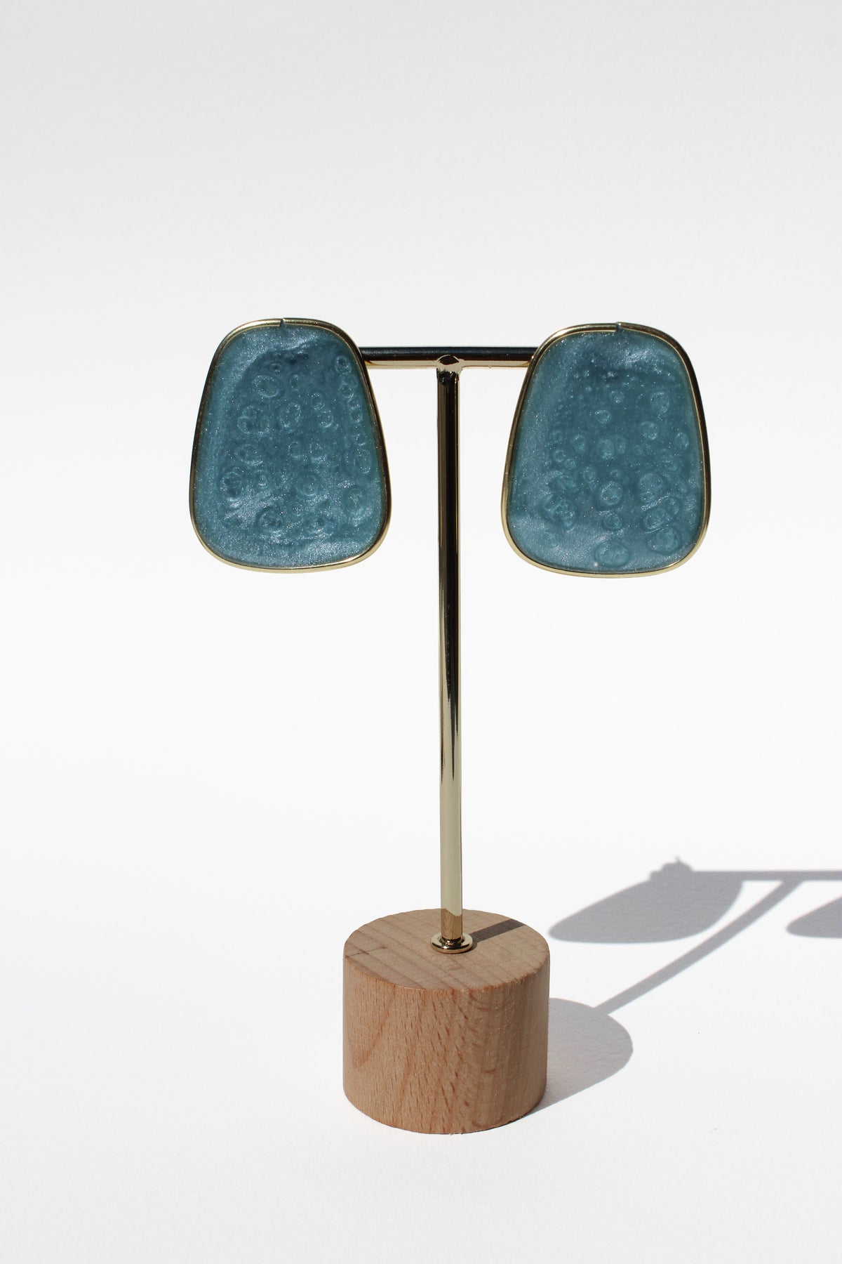 Slate 02 - Slate Blue Post Handmade Light Resin Statement Earrings