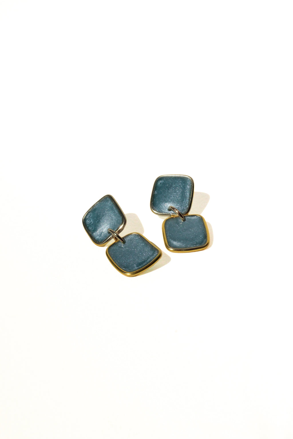 Slate 21 - Slate Blue Dangle Handmade Light Resin Statement Earrings