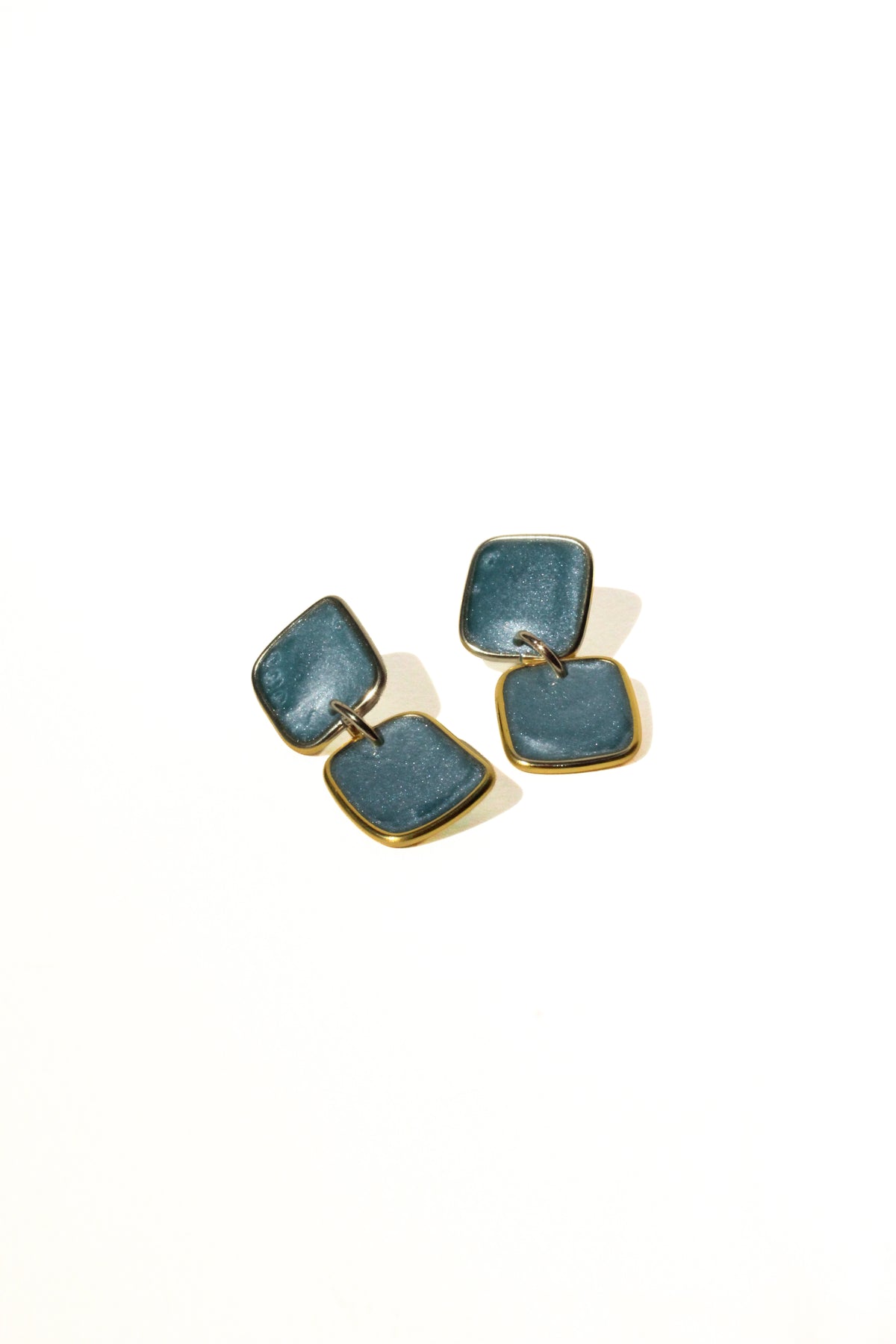 Slate 21 - Slate Blue Dangle Handmade Light Resin Statement Earrings