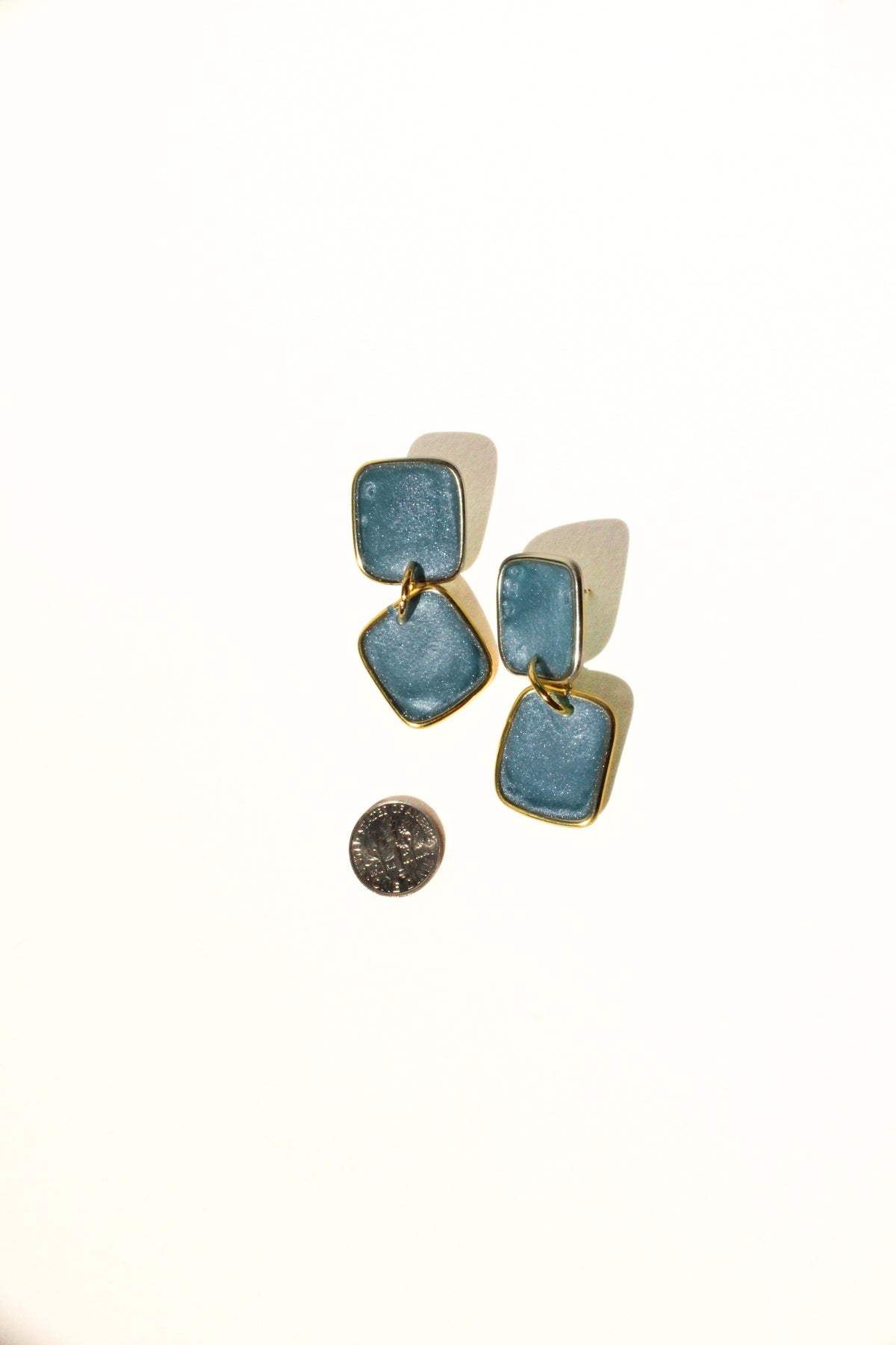 Slate 21 - Slate Blue Dangle Handmade Light Resin Statement Earrings