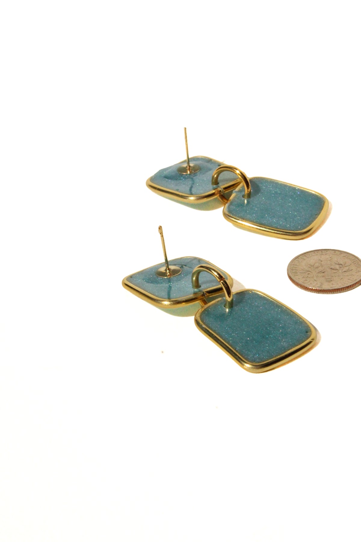 Slate 21 - Slate Blue Dangle Handmade Light Resin Statement Earrings