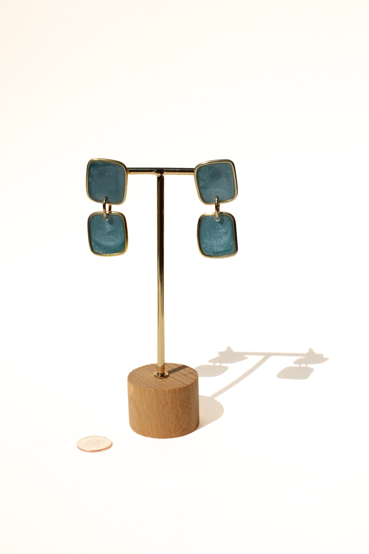 Slate 21 - Slate Blue Dangle Handmade Light Resin Statement Earrings
