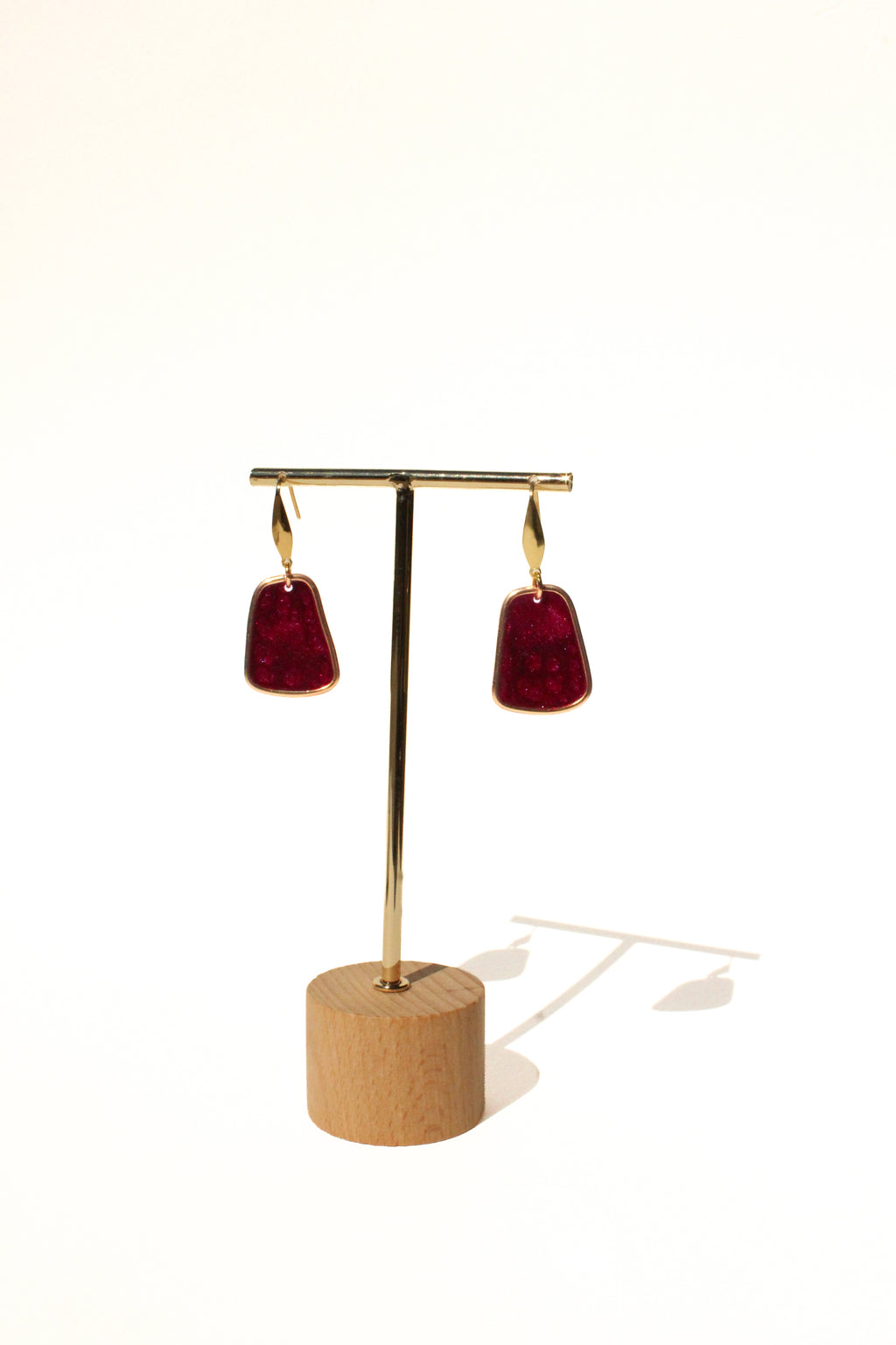 Merlot 20 - Burgundy Small Handmade Light Resin Statement Earrings
