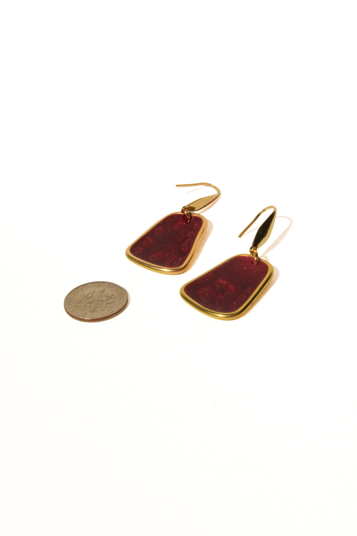 Merlot 20 - Burgundy Small Handmade Light Resin Statement Earrings