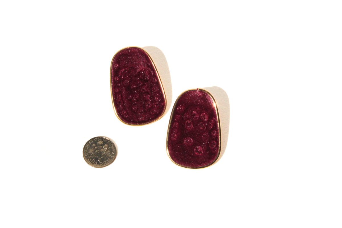 Merlot 06 - Burgundy Post Handmade Light Resin Statement Earrings