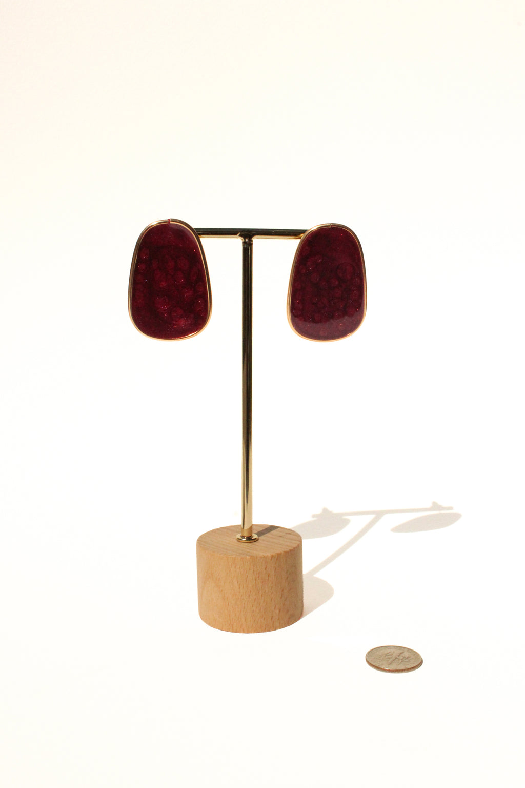 Merlot 06 - Burgundy Post Handmade Light Resin Statement Earrings