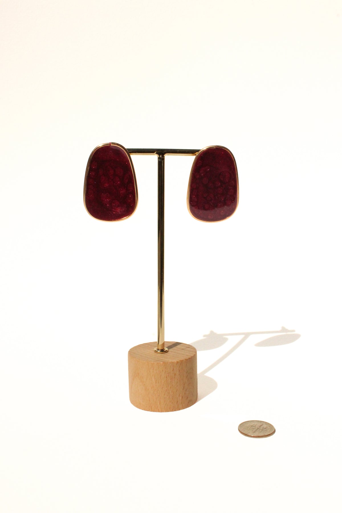 Merlot 06 - Burgundy Post Handmade Light Resin Statement Earrings