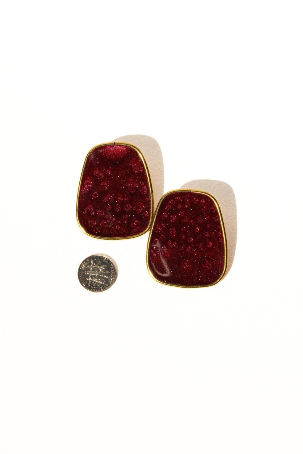 Merlot 02 - Burgundy Post Handmade Light Resin Statement Earrings