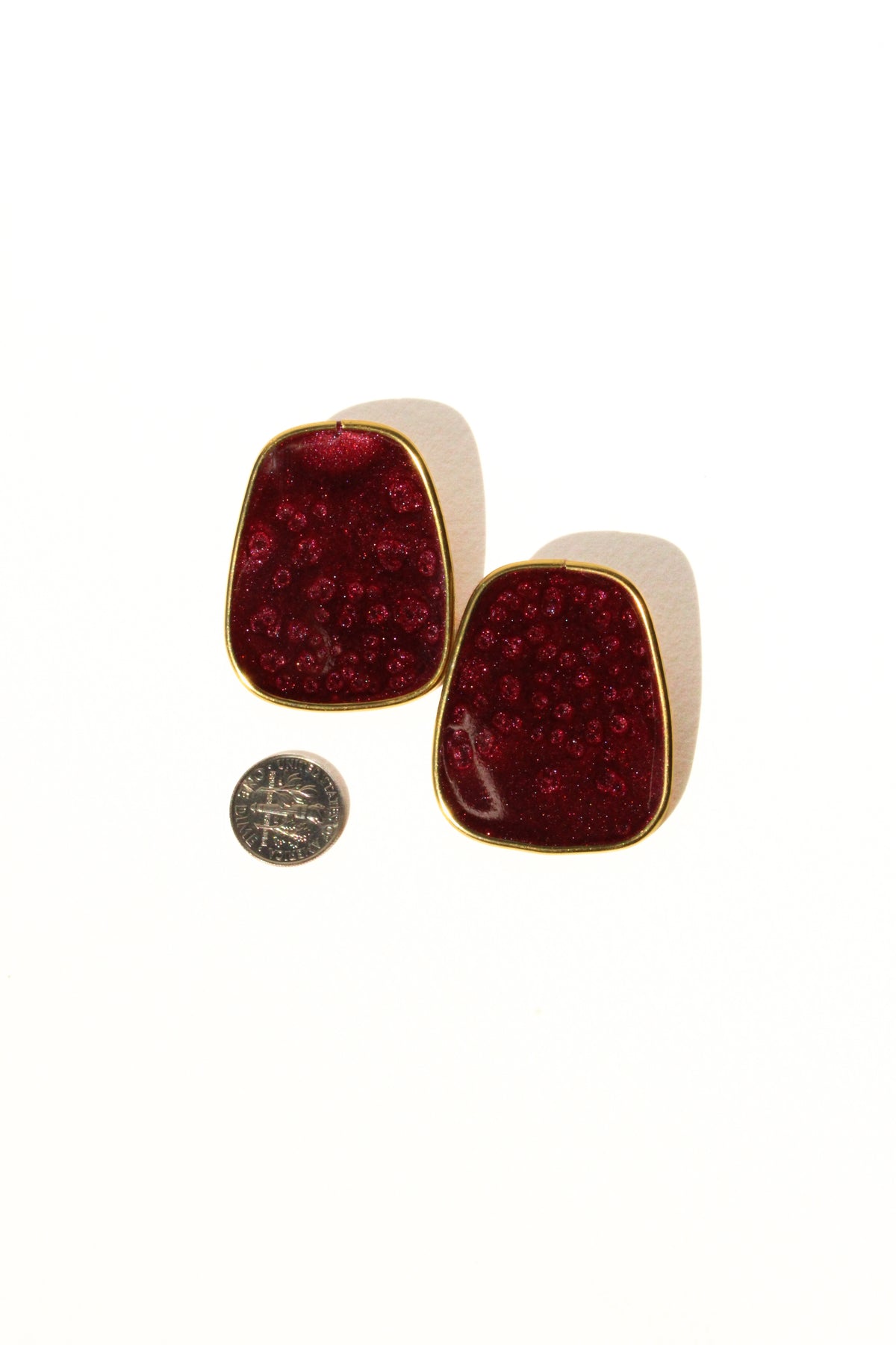 Merlot 02 - Burgundy Post Handmade Light Resin Statement Earrings