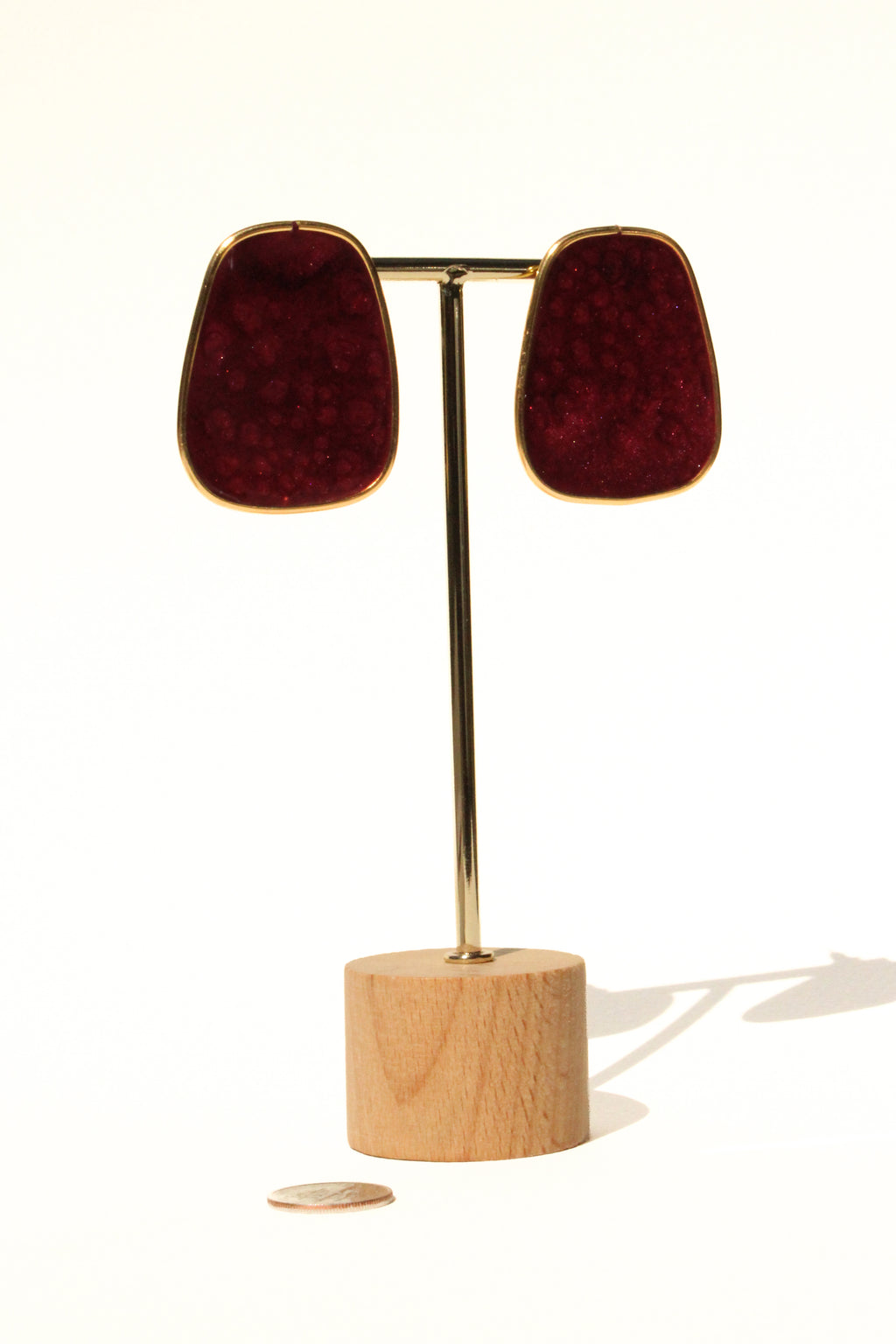 Merlot 02 - Burgundy Post Handmade Light Resin Statement Earrings