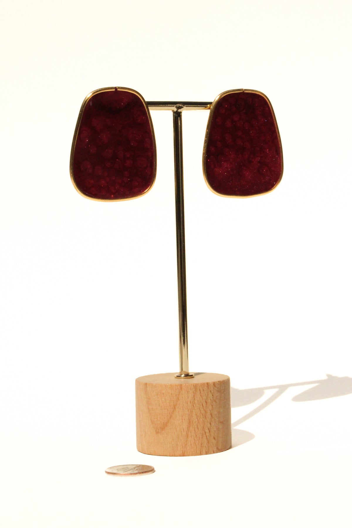 Merlot 02 - Burgundy Post Handmade Light Resin Statement Earrings