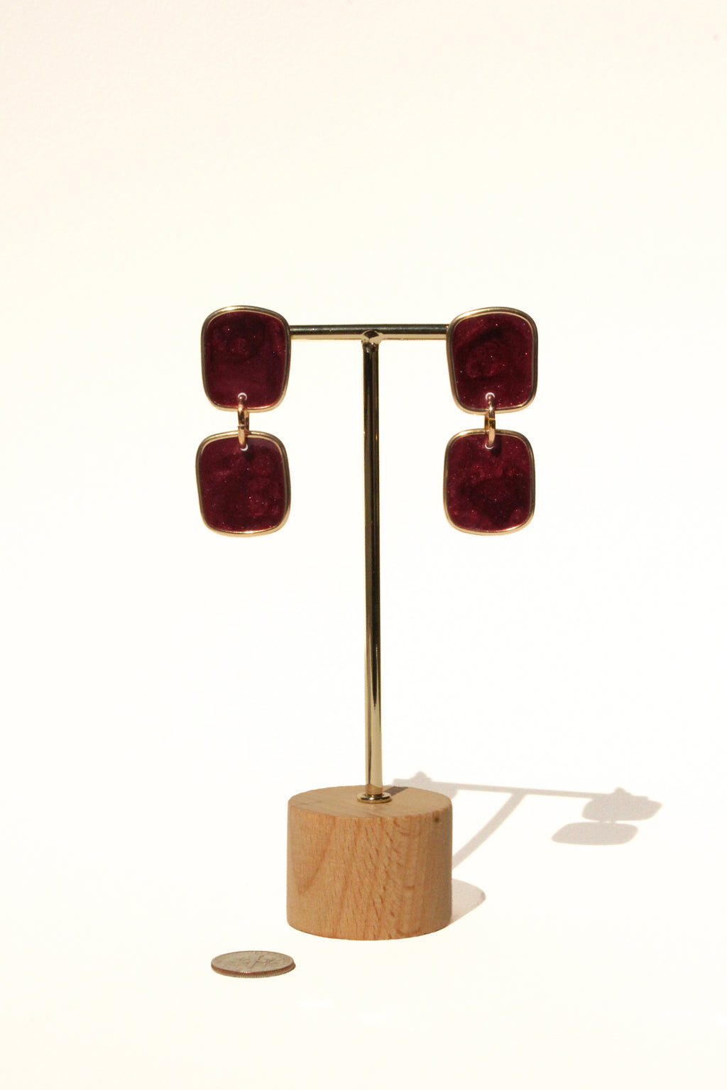 Merlot 21 - Burgundy Dangle Handmade Light Resin Statement Earrings