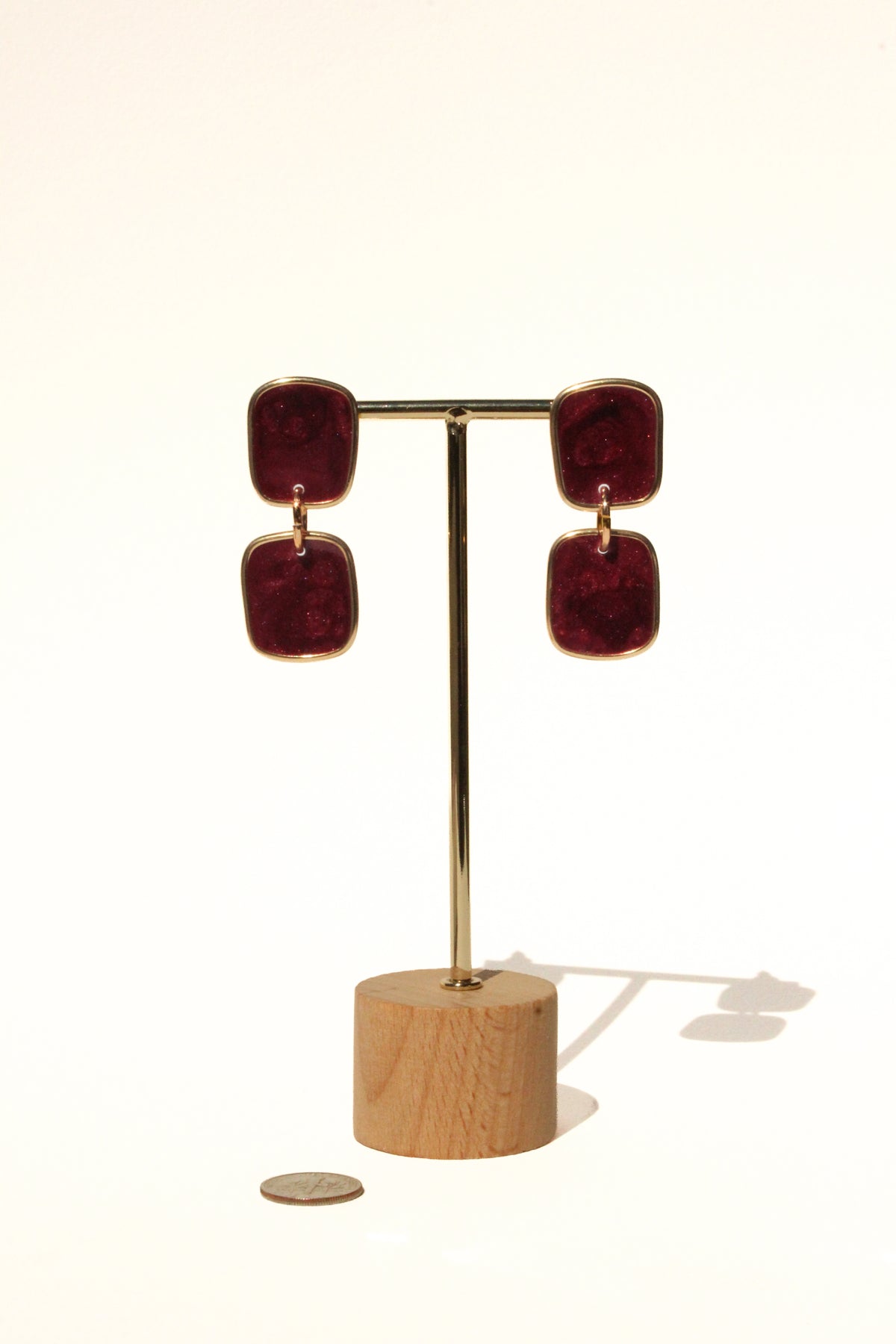 Merlot 21 - Burgundy Dangle Handmade Light Resin Statement Earrings