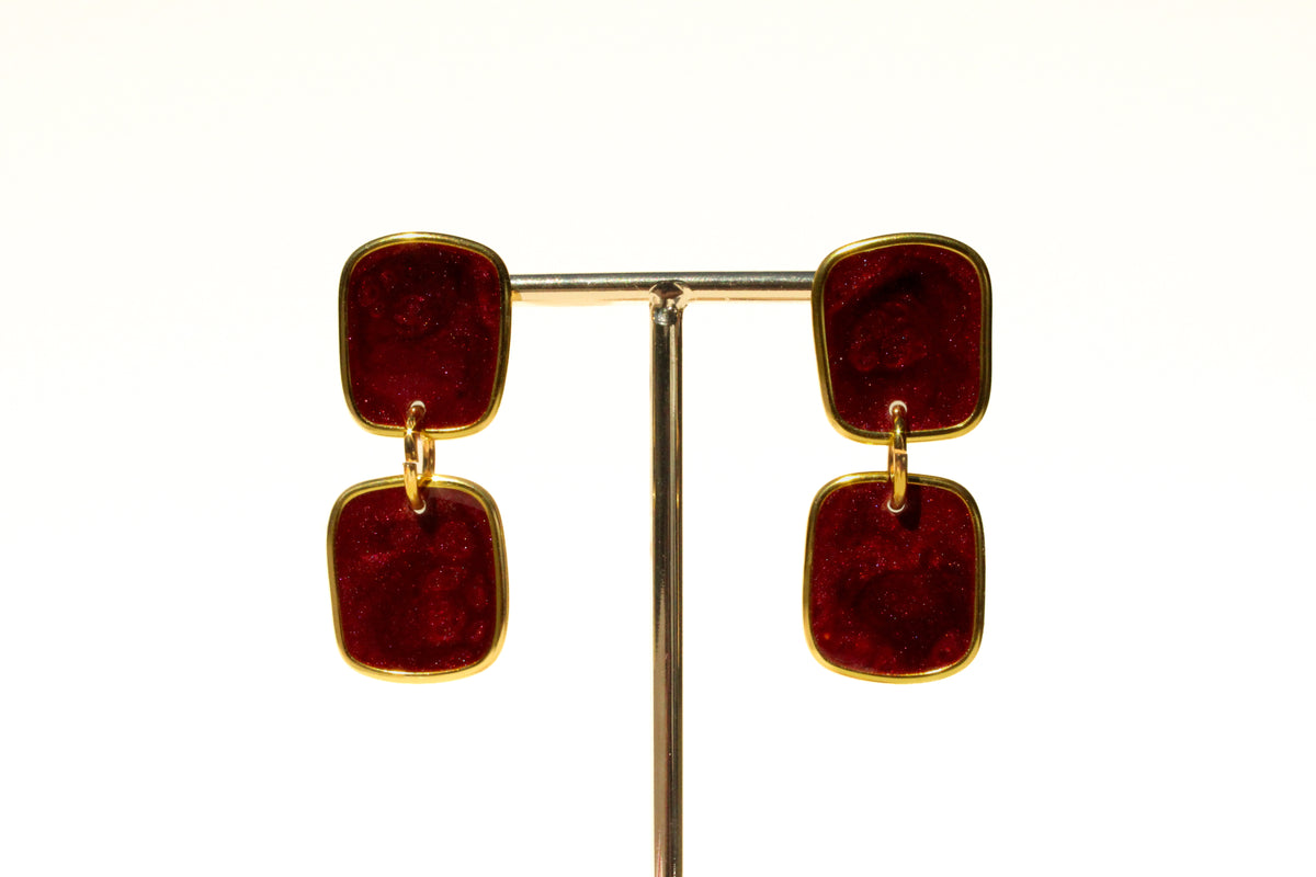 Merlot 21 - Burgundy Dangle Handmade Light Resin Statement Earrings