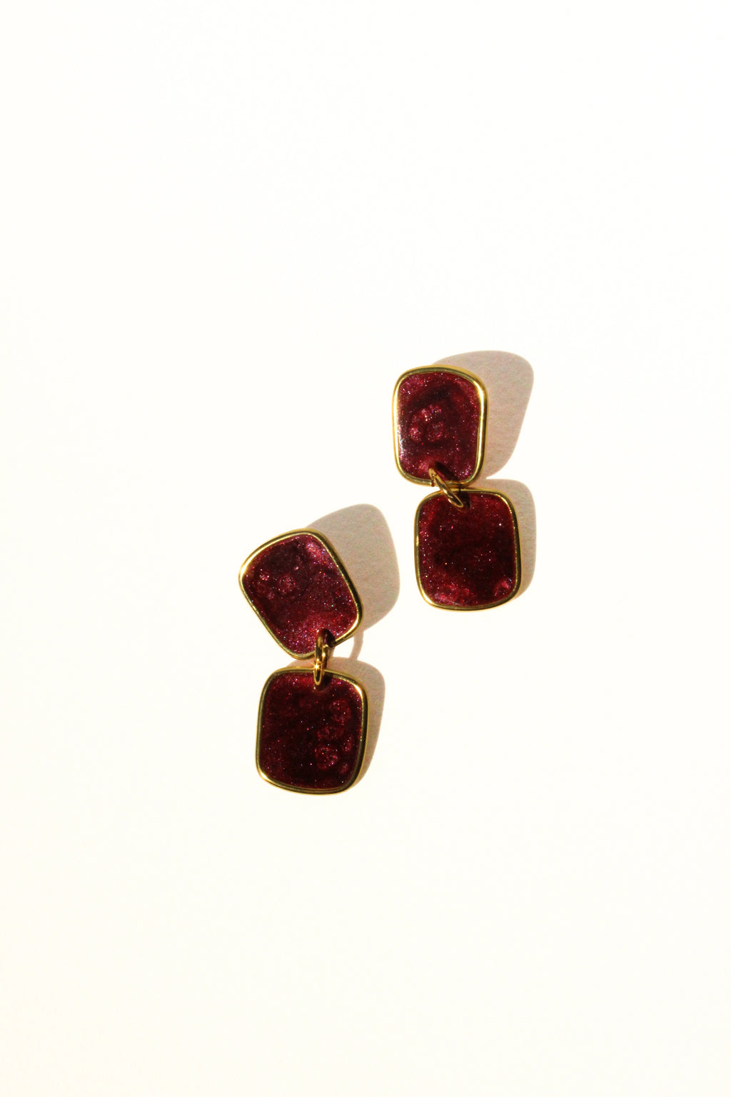 Merlot 21 - Burgundy Dangle Handmade Light Resin Statement Earrings