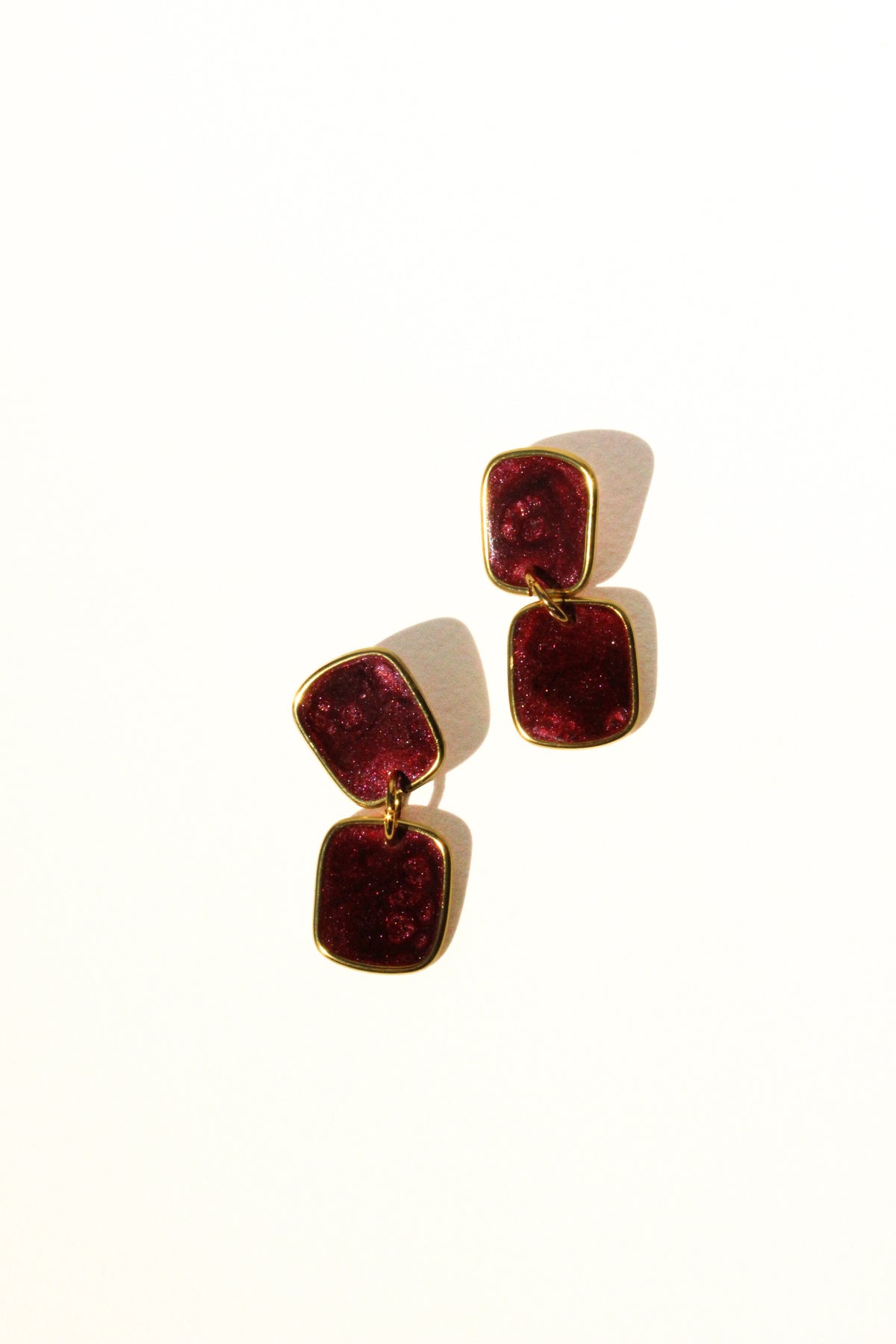 Merlot 21 - Burgundy Dangle Handmade Light Resin Statement Earrings