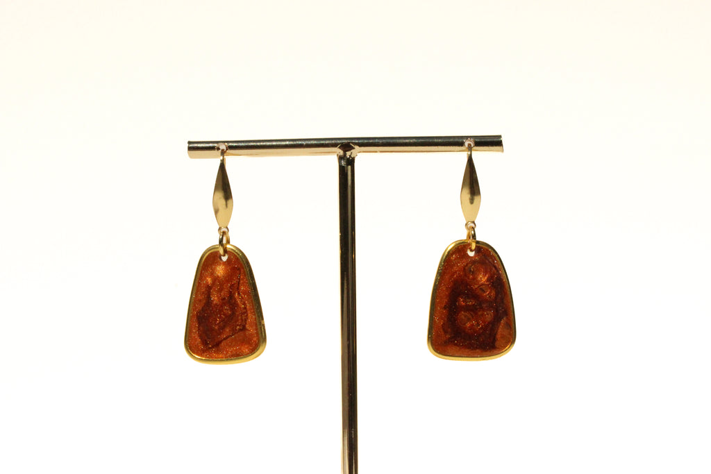 Penny 20 - Copper Small Handmade Light Resin Statement Earrings