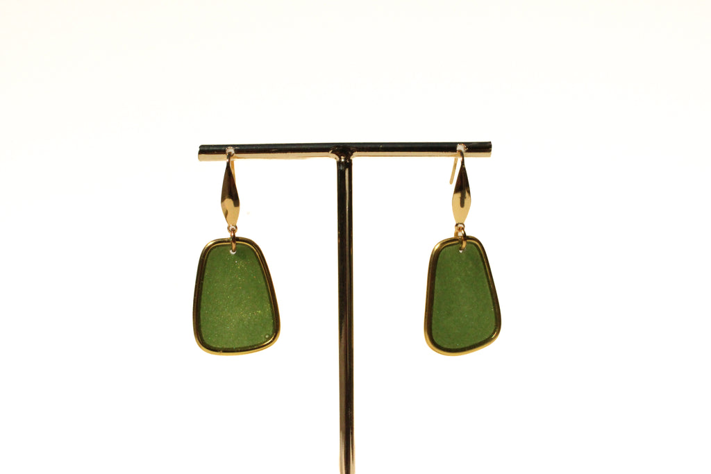 Moss 20 - Mossy Small Handmade Light Resin Statement Earrings