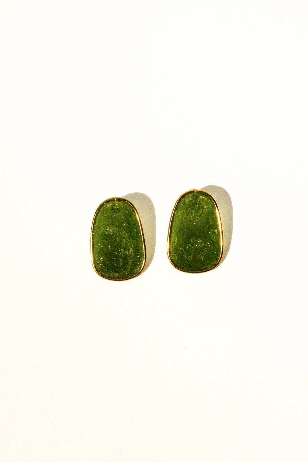 Moss 06 - Moss Green Handmade Light Resin Statement Earrings
