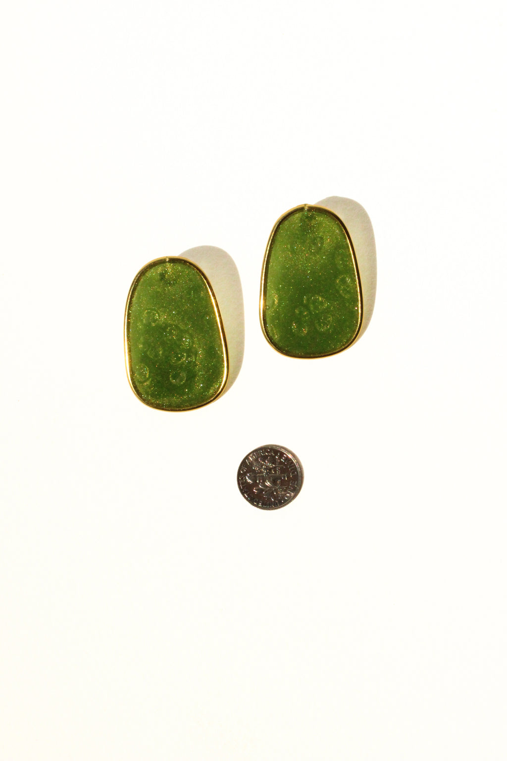 Moss 06 - Moss Green Handmade Light Resin Statement Earrings