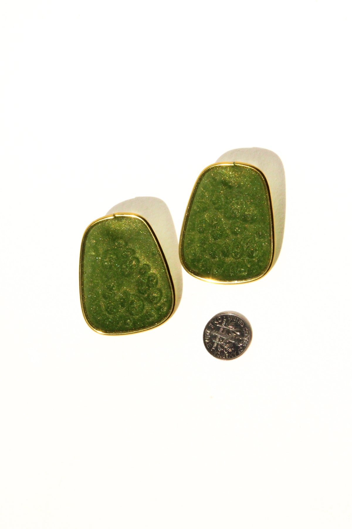 Moss 02 - Moss Green Handmade Light Resin Statement Earrings