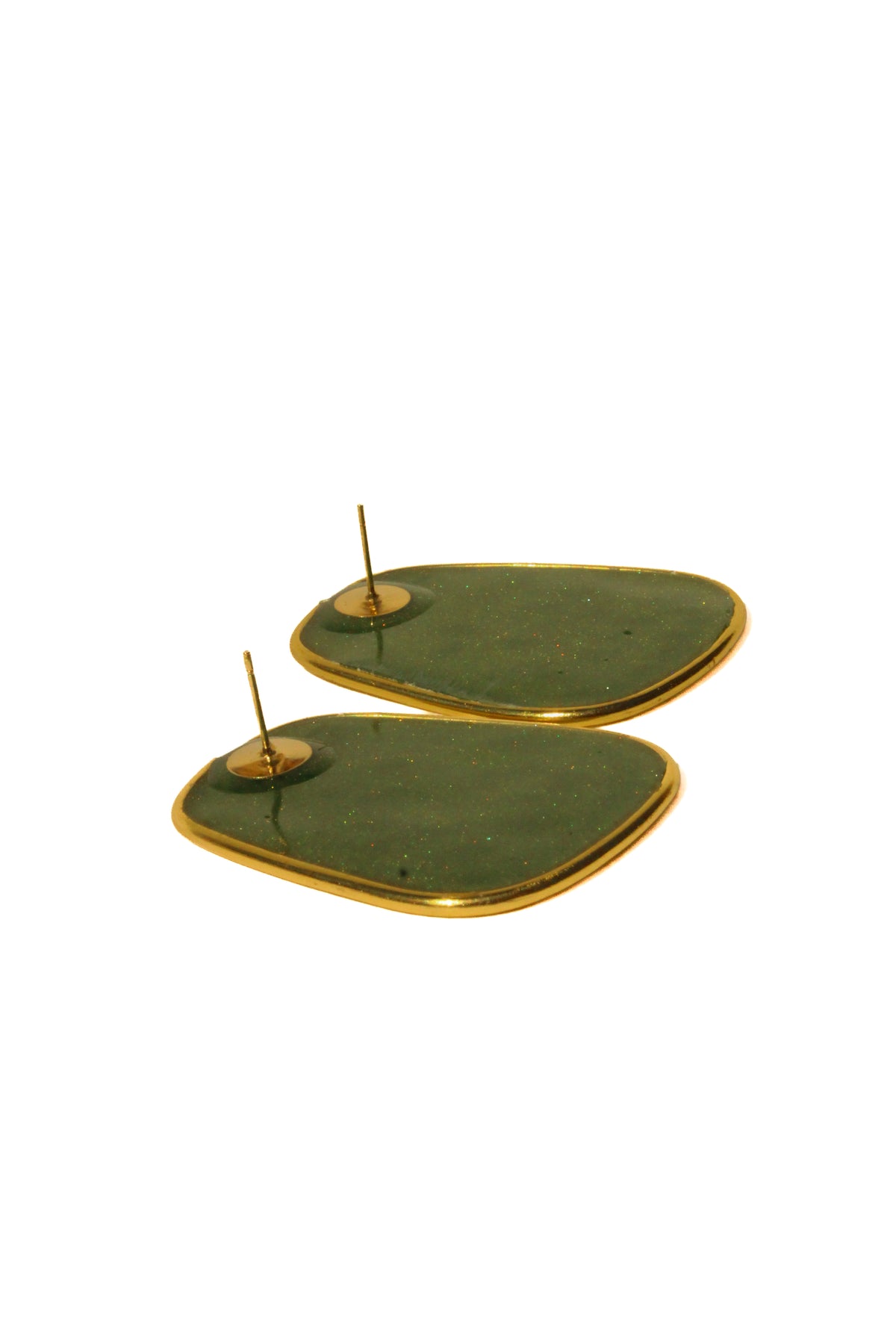 Moss 02 - Moss Green Handmade Light Resin Statement Earrings